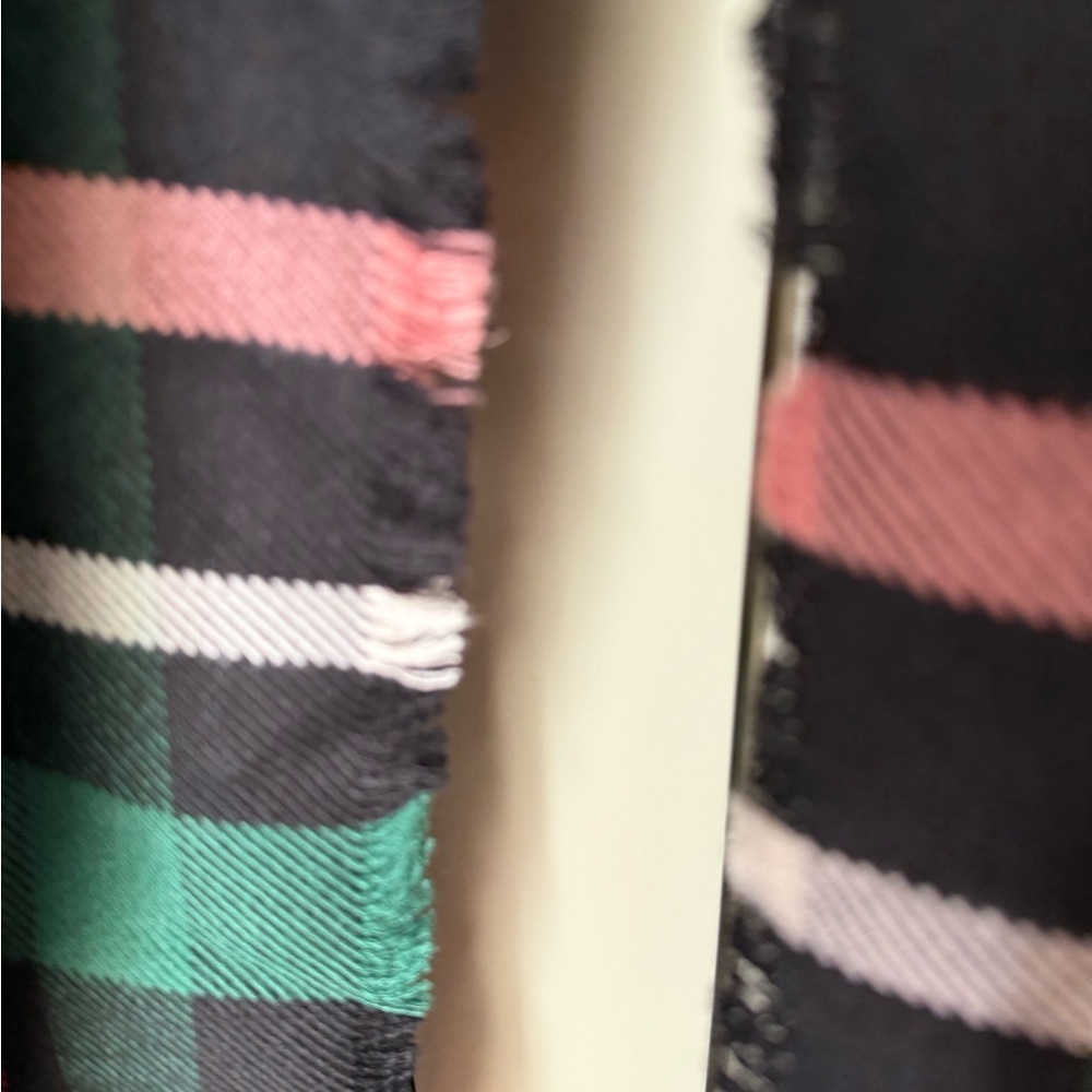NWT Ann Taylor Raiza Plaid Blanket Scarf Approx 22x78 Green White Pink Black - Picture 8 of 8